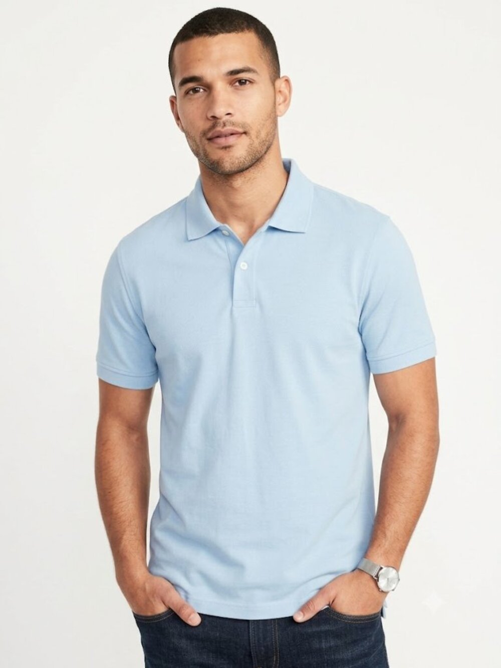 Goodfellow & Co Men's Light Blue Polo Shirt XL Standard Fit Short Sleeve